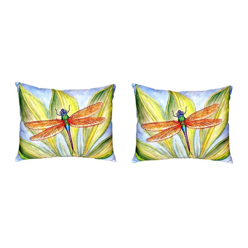 Pair of Betsy Drake Dick’s Dragonfly No Cord Pillows 16 Inch X 20 Inch